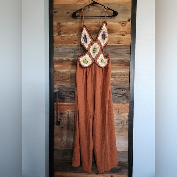 NWT Anthropologie Boho Crochet Twofer Jumpsuit SOLD OUT - Picture 3 of 6